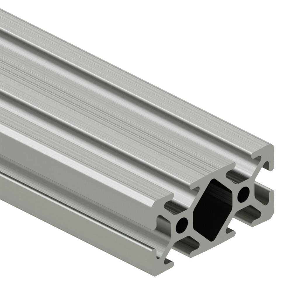 1020C - SureFrame 10 Series standard T-slotted rail, silver, 6063-T6 anodized aluminum alloy, cut to length, 1 x 2in profile, slot size 6.
