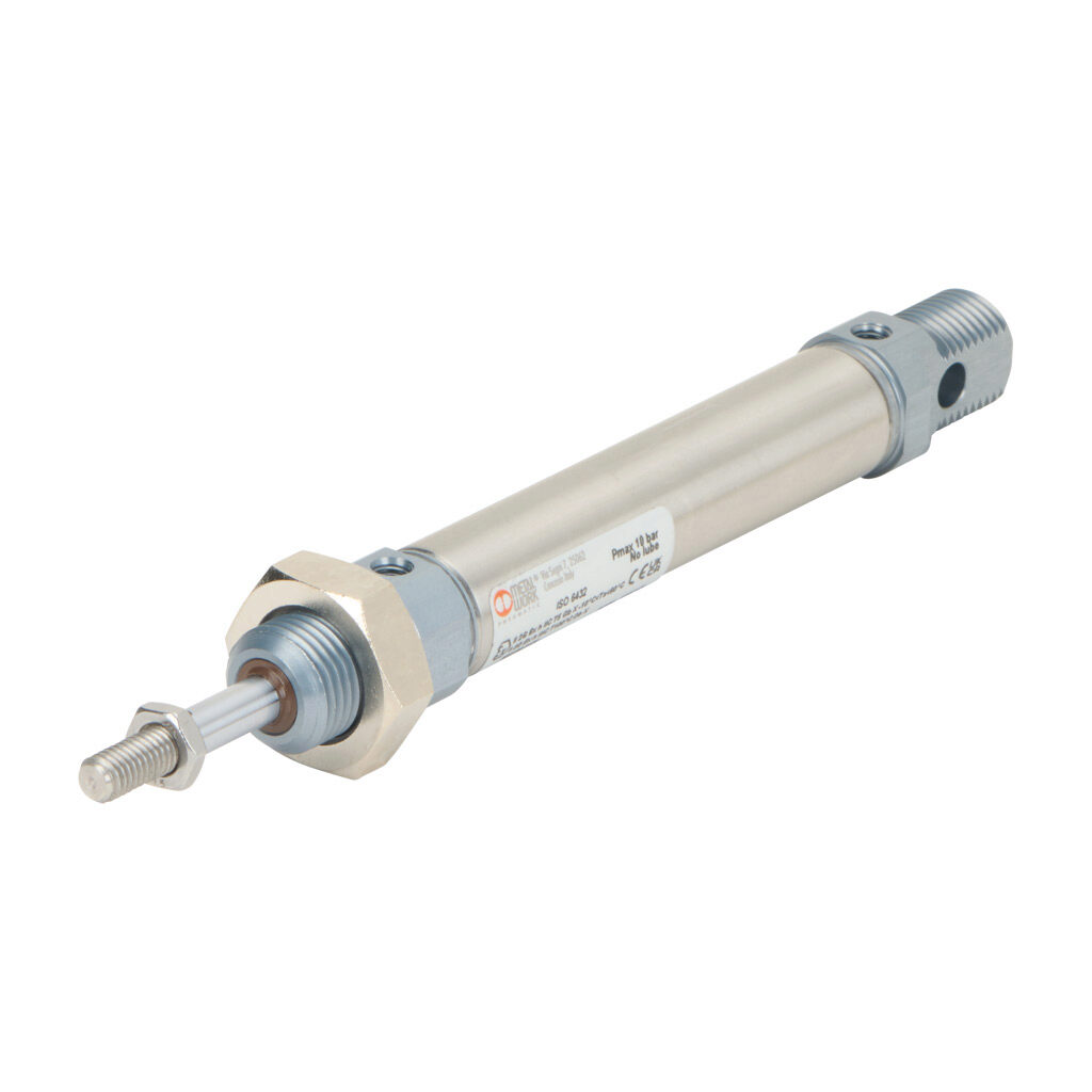 1120160050XP - Metal Work pneumatic cylinder, ISO 6432 non-repairable, 16mm bore, 6mm rod diameter, 50mm stroke, double acting, magnetic piston, universal mount.