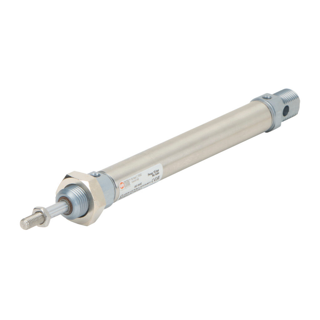 1120160100XP - Metal Work pneumatic cylinder, ISO 6432 non-repairable, 16mm bore, 6mm rod diameter, 100mm stroke, double acting, magnetic piston, universal mount.