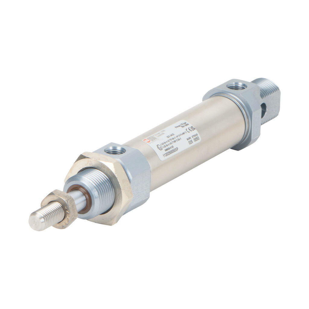 1120250050XP - Metal Work pneumatic cylinder, ISO 6432 non-repairable, 25mm bore, 10mm rod diameter, 50mm stroke, double acting, magnetic piston, universal mount.