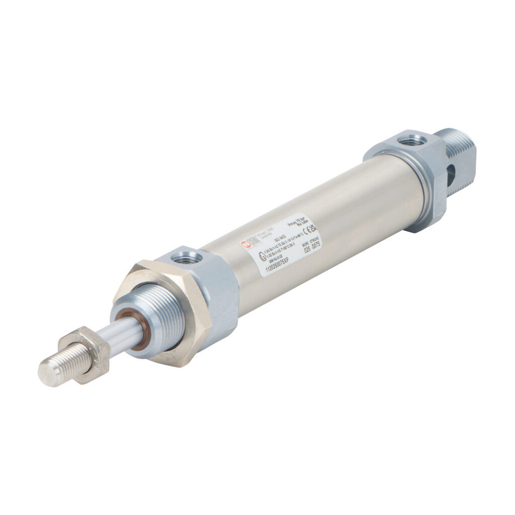 1120250075XP - Metal Work pneumatic cylinder, ISO 6432 non-repairable, 25mm bore, 10mm rod diameter, 75mm stroke, double acting, magnetic piston, universal mount.