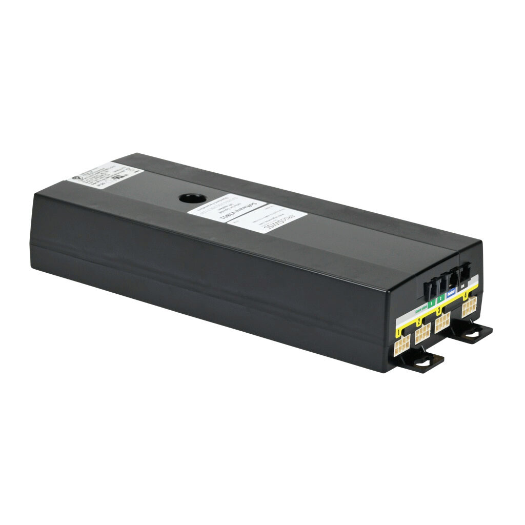 124.43801-PP000001 - Ergoswiss SQ series control box, 110 VAC nominal input, 24 VAC, IP20. For use with up to (4) Ergoswiss 907.02003-PP000001 spindle lifting columns.