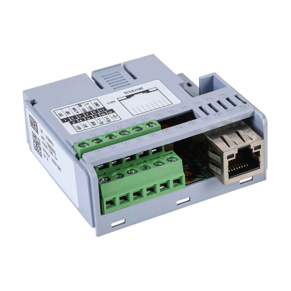 12892815 - WEG Electric CFW500 series communication module, Modbus TCP, Modbus RTU and BACnet, 2 ports, (1) Ethernet (RJ45) and (1) RS-485 (3-pin terminal) port(s). For use with WEG CFW500 series AC drives.