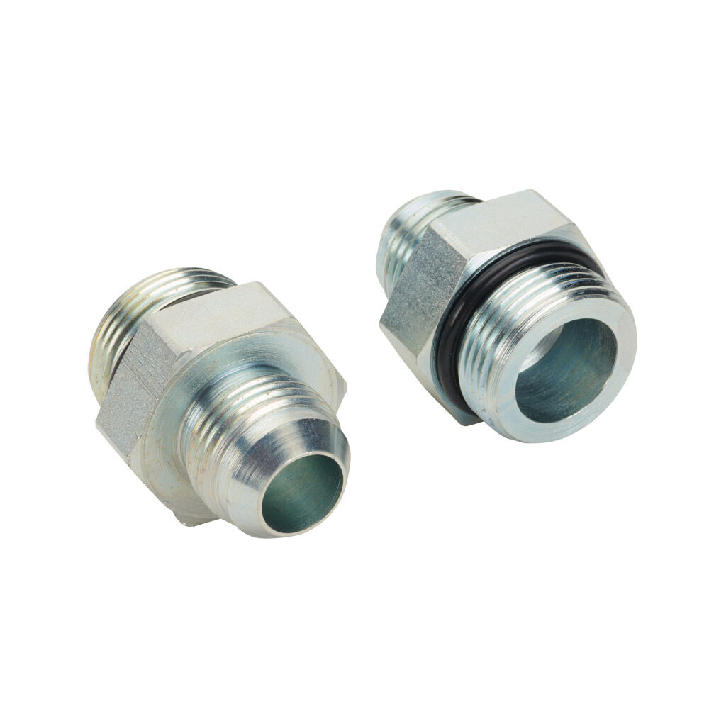 12MJ-16MB - HY-TECH hydraulic fluid adapter, straight, plated steel body, (1) -12 male JIC 37 deg and (1) -16 male o-ring boss. Package of 2.