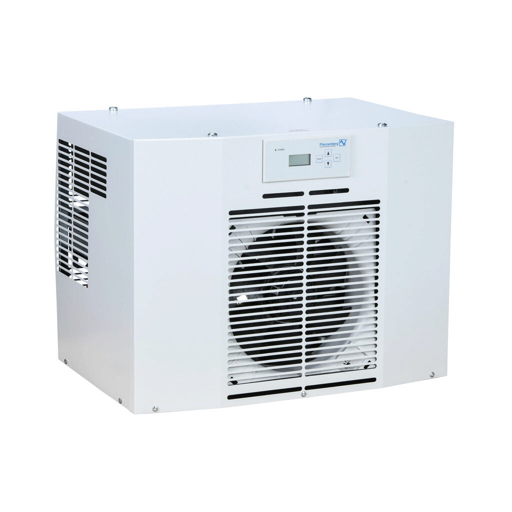 13256279055 - Pfannenberg DTT 6201 air conditioner, 3570 BTU/H, R-134a, 460 VAC operating voltage, carbon steel housing, RAL 7035 light gray, filter-free, top mount. For use with NEMA/UL Type 12 enclosures.