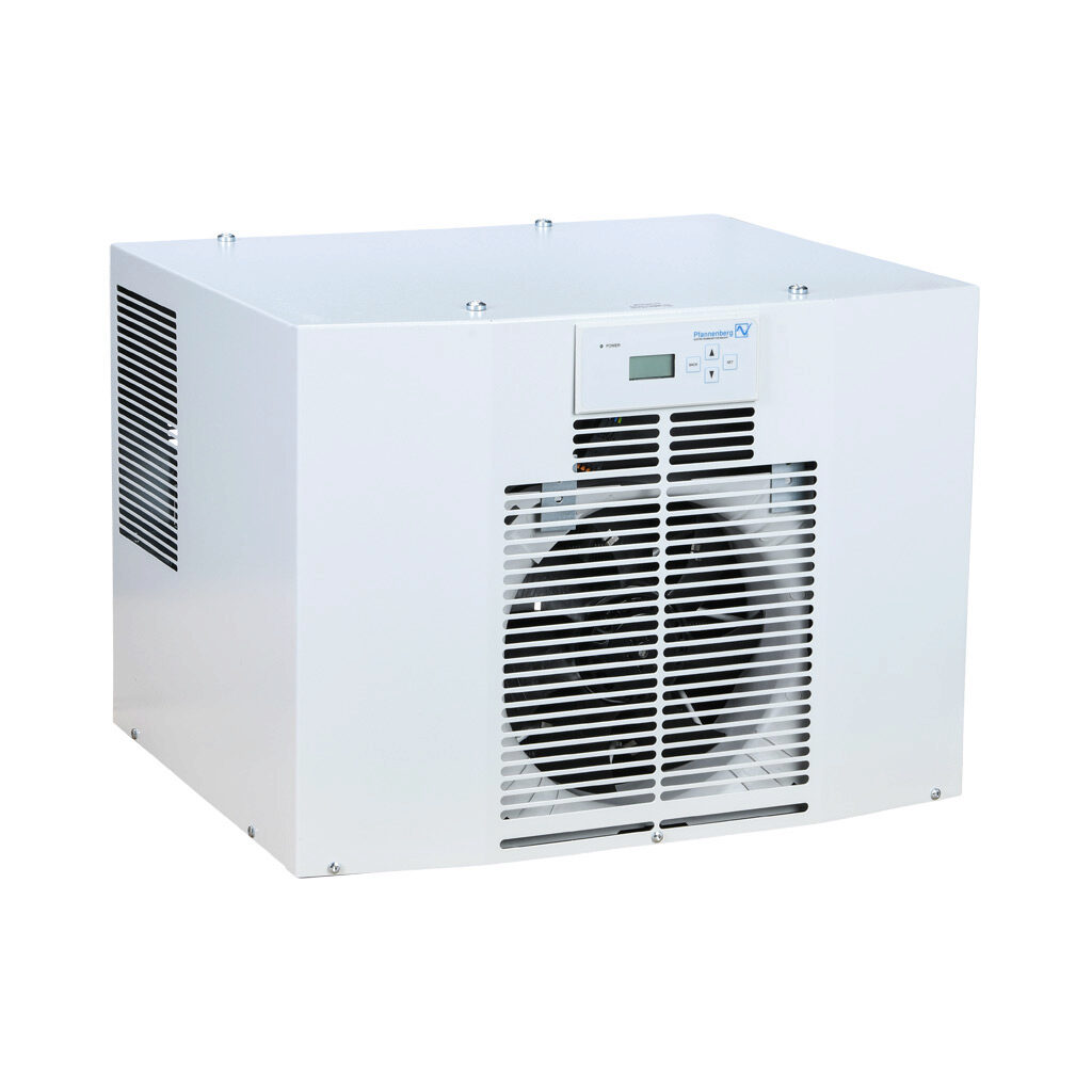 13256462055 - Pfannenberg DTT 6401 air conditioner, 7100 BTU/H, R-134a, 460 VAC operating voltage, carbon steel housing, RAL 7035 light gray, filter-free, top mount. For use with NEMA/UL Type 12 enclosures.