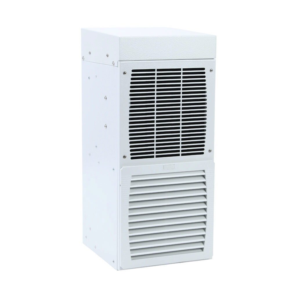 13382336255 - Pfannenberg DTS 3041 air conditioner, 2700 BTU/H, R-134a, 460 VAC operating voltage, carbon steel housing, RAL 7035 light gray, filter-free, side mount. For use with NEMA/UL Type 12 enclosures.