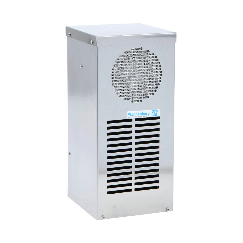 13383144158 - Pfannenberg DTS 3031 SS air conditioner, 1200 BTU/H, R-134a, 115 VAC operating voltage, 304 stainless steel housing, filter-free, side mount. For use with NEMA/UL Type 4 & 4X enclosures.