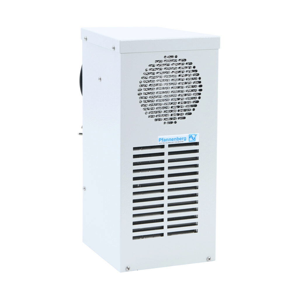 13383144255 - Pfannenberg DTS 3021 air conditioner, 1200 BTU/H, R-134a, 115 VAC operating voltage, carbon steel housing, RAL 7035 light gray, filter-free, side mount. For use with NEMA/UL Type 12 enclosures.