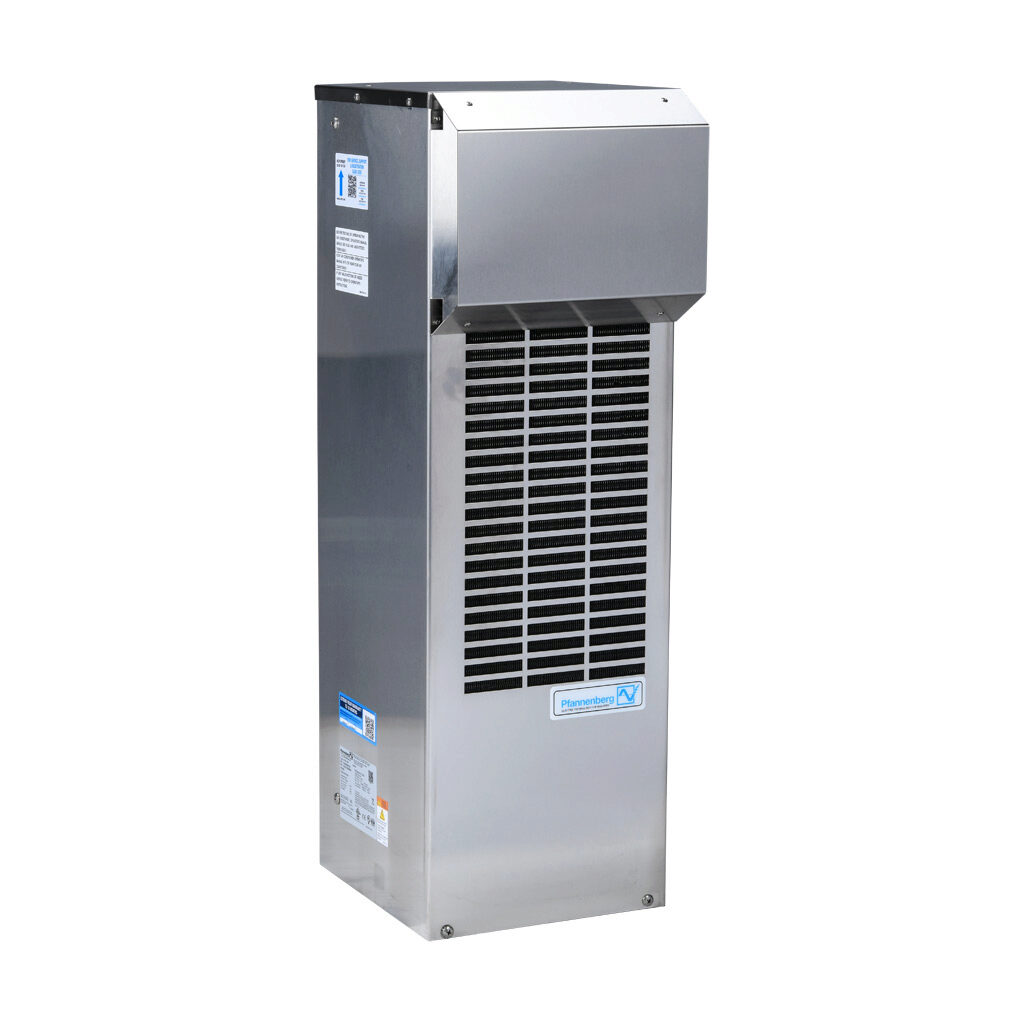 13383636158 - Pfannenberg DTS 3185 air conditioner, 7000 BTU/H, R-134a, 460 VAC operating voltage, 304 stainless steel housing, filter-free, side mount. For use with NEMA/UL Type 4 & 4X enclosures.