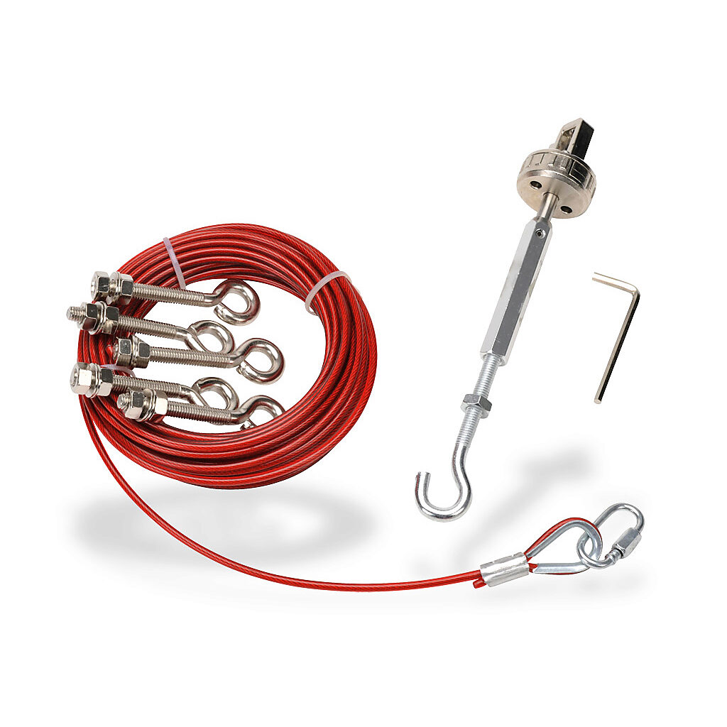 140002 - IDEM pull cable kit, 32.8ft/10m cable length, 4mm diameter, galvanized steel. For use with cable-pull safety switches.