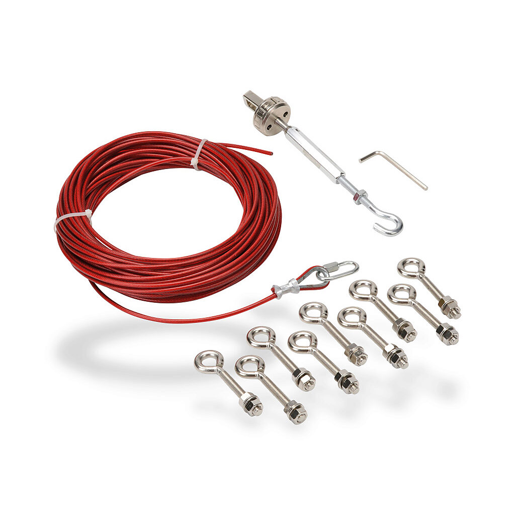 140004 - IDEM pull cable kit, 65.6ft/20m cable length, 4mm diameter, galvanized steel. For use with cable-pull safety switches.
