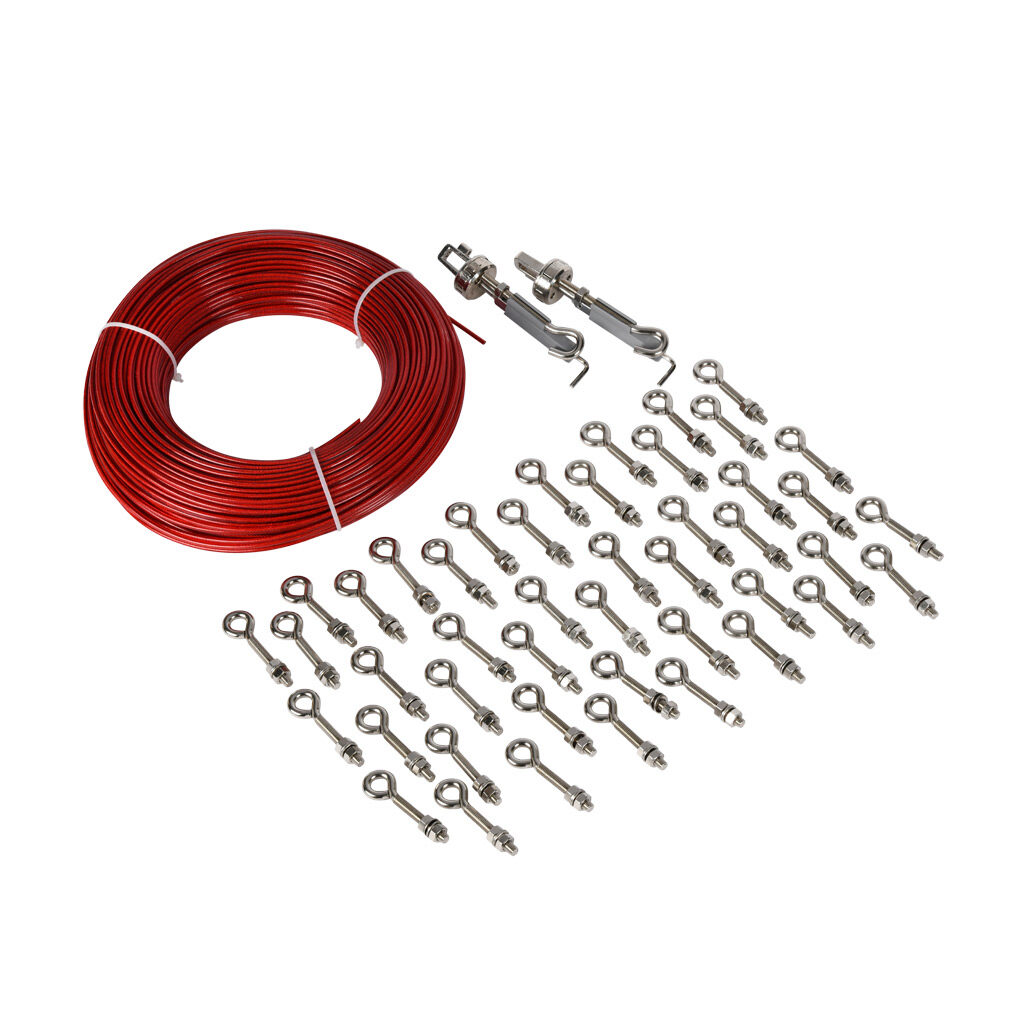 140009 - IDEM pull cable kit, 413.3ft/126m cable length, 4mm diameter, galvanized steel. For use with cable-pull safety switches.