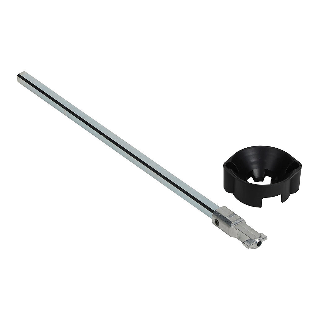 14001032 - Socomec shaft, 320mm length, 10 x 10mm. For use with S1 and S2 type handles. Shaft alignment guide 14290000 included.