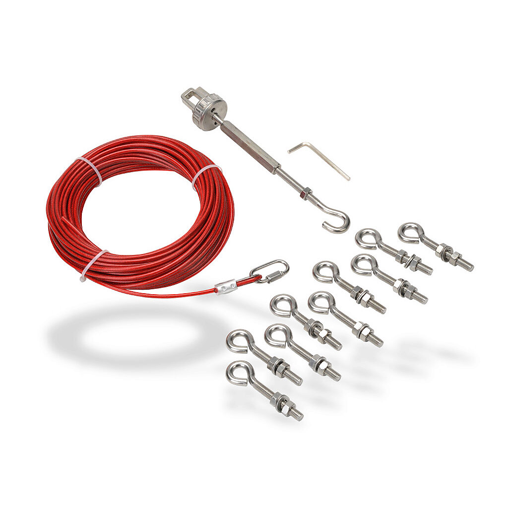 140013 - IDEM pull cable kit, 65.6ft/20m cable length, 4mm diameter, stainless steel. For use with cable-pull safety switches.