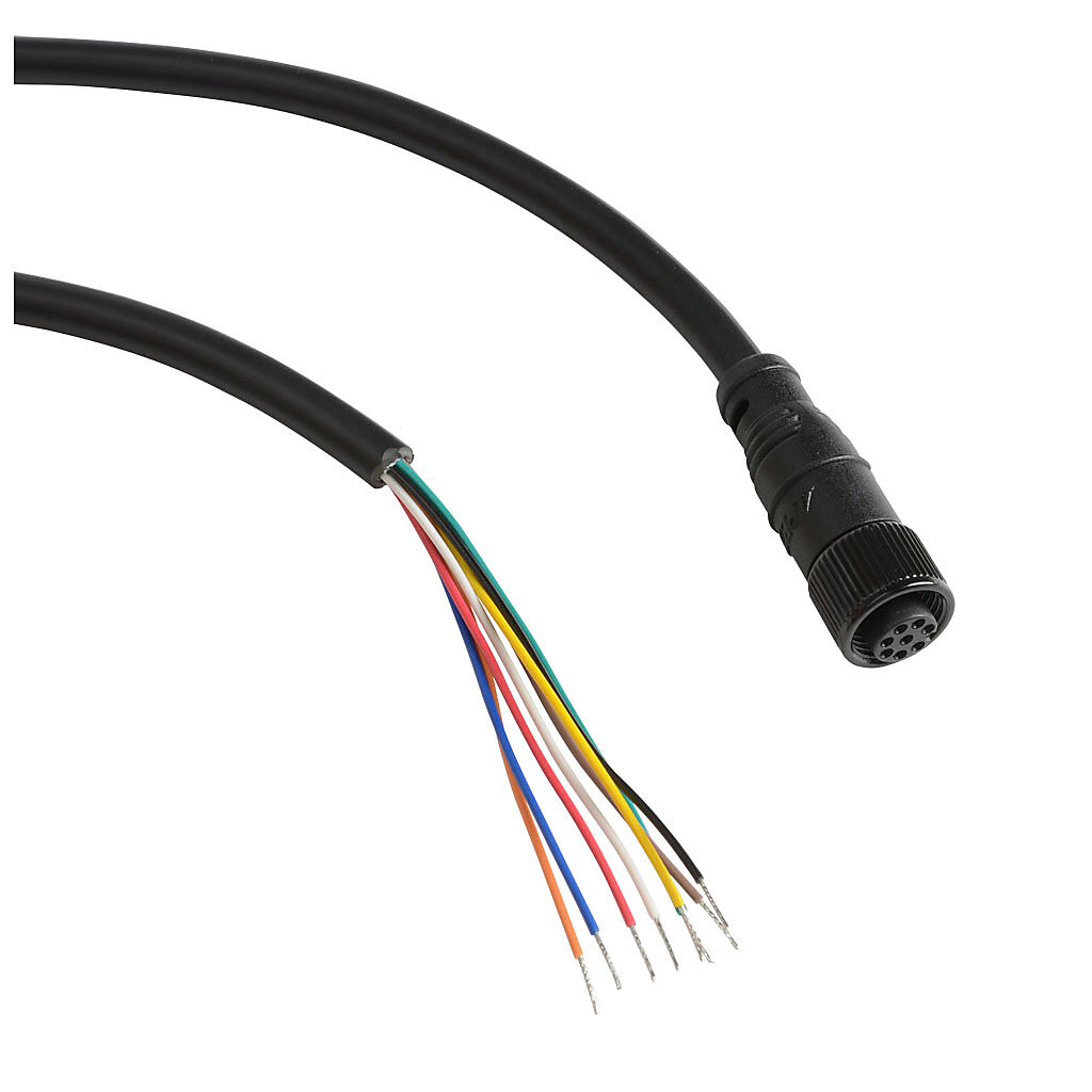 140102 - IDEM connection cable, 8-pin female axial M12 quick-disconnect to pigtail, 32.8ft/10m cable length.