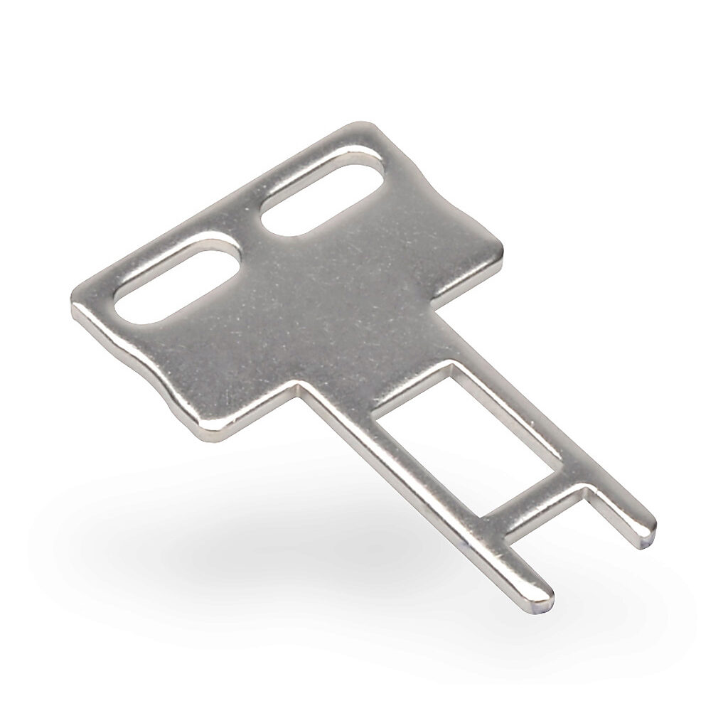 140104 - IDEM actuator tongue (key), straight mounting tab with 14.4mm mounting hole spacing mount, 316 stainless steel. For use with IDEM IDIS series safety switches.