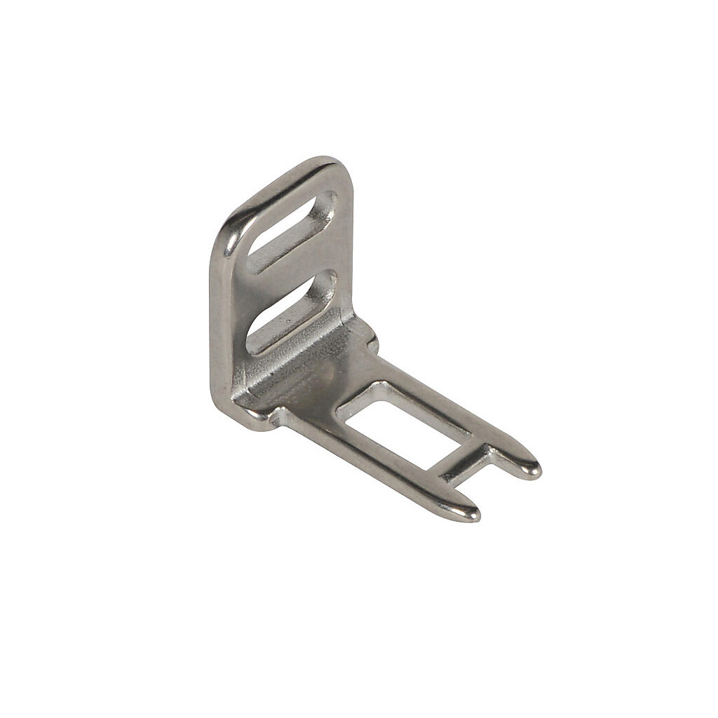 140180 - IDEM actuator tongue (key), 90 degree mounting tab with 8mm mounting hole spacing mount, 316 stainless steel. For use with IDEM MK1 and INCH series safety switches.