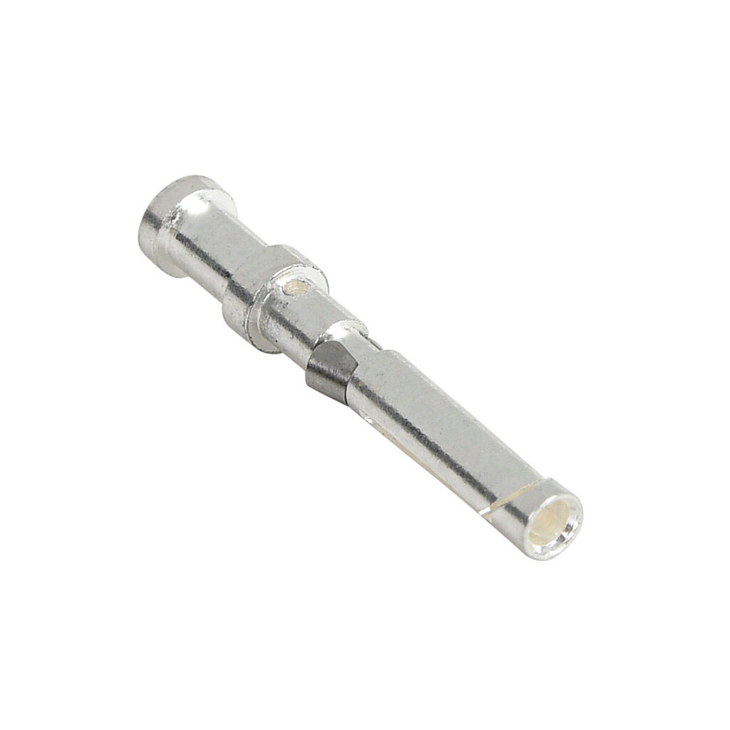 14103264 - METE crimp contact, female, 10 amp, accepts wire size 20 AWG, silver-plated copper alloy. Package of 100. For use with METE multi-wire female inserts rated for 10 amps.