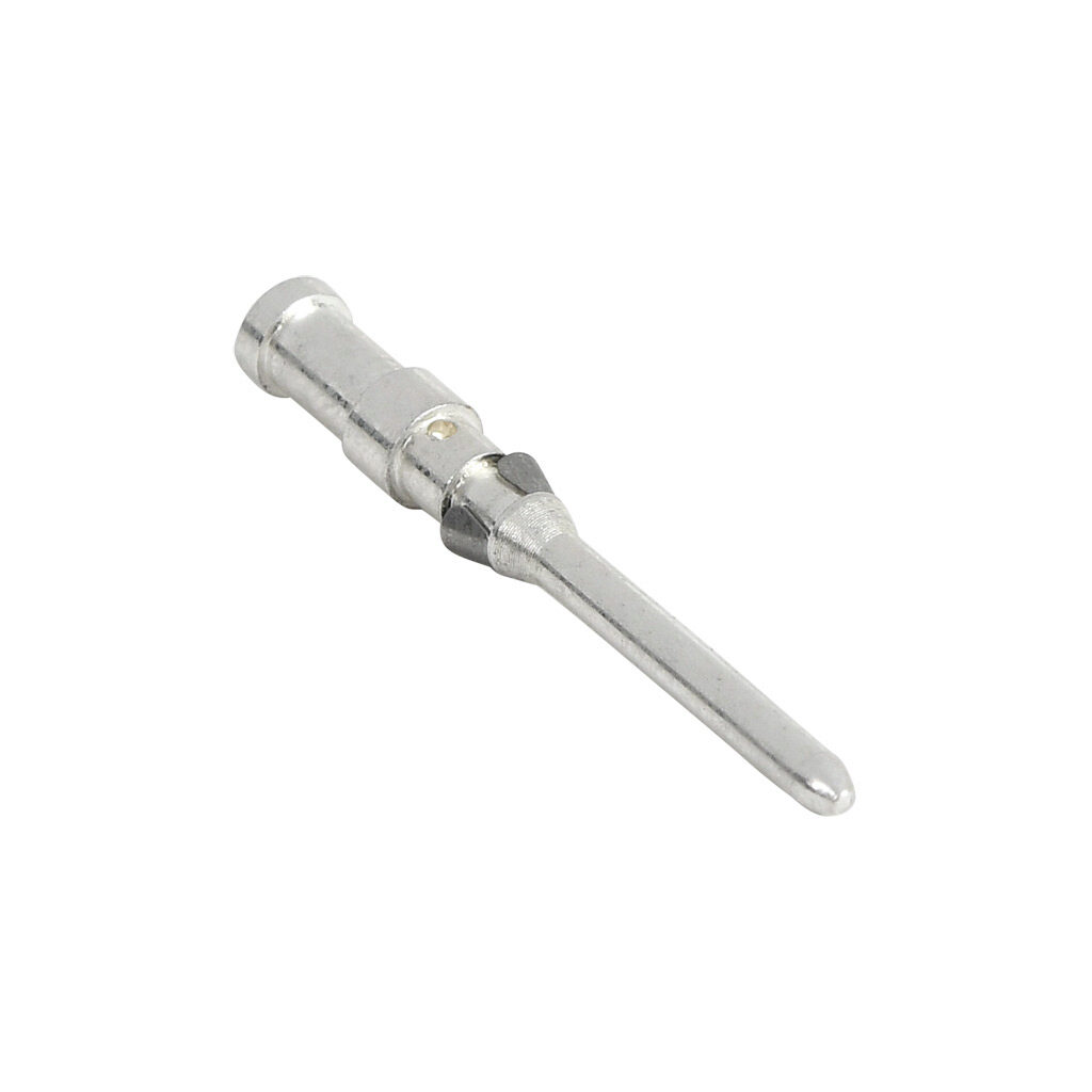 14104264 - METE crimp contact, male, 10 amp, accepts wire size 20 AWG, silver-plated copper alloy. Package of 100. For use with METE multi-wire male inserts rated for 10 amps.