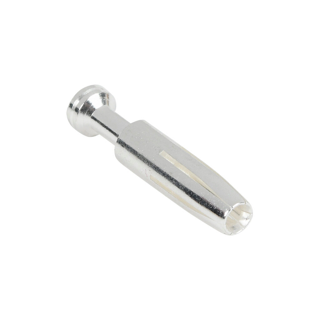 14105364 - METE crimp contact, female, 16 amp, accepts wire size 18 AWG, silver-plated copper alloy. Package of 100. For use with METE multi-wire female inserts rated for 16 amps.