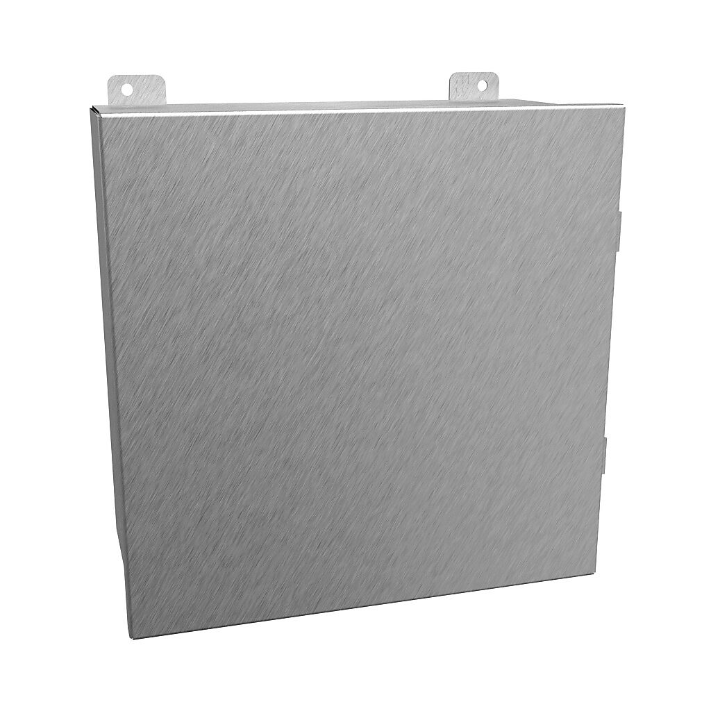 1414N4PHSSL6 - Hammond enclosure, NEMA 3R/4/4X/12/13, 12 x 12 x 6in (HxWxD), wall mount, 304 stainless steel, #4 brush finish, single-door, stainless steel clamps.