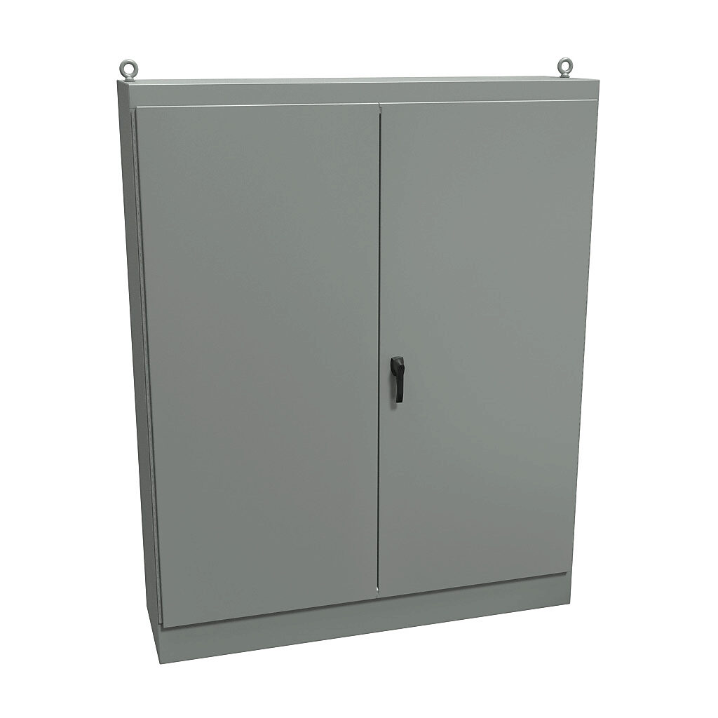 1418BY20 - Hammond enclosure, NEMA 12, 90 x 72 x 20in (HxWxD), freestanding, carbon steel, ANSI 61 gray, powder coat finish, double-door, 3-point keylocking handle.