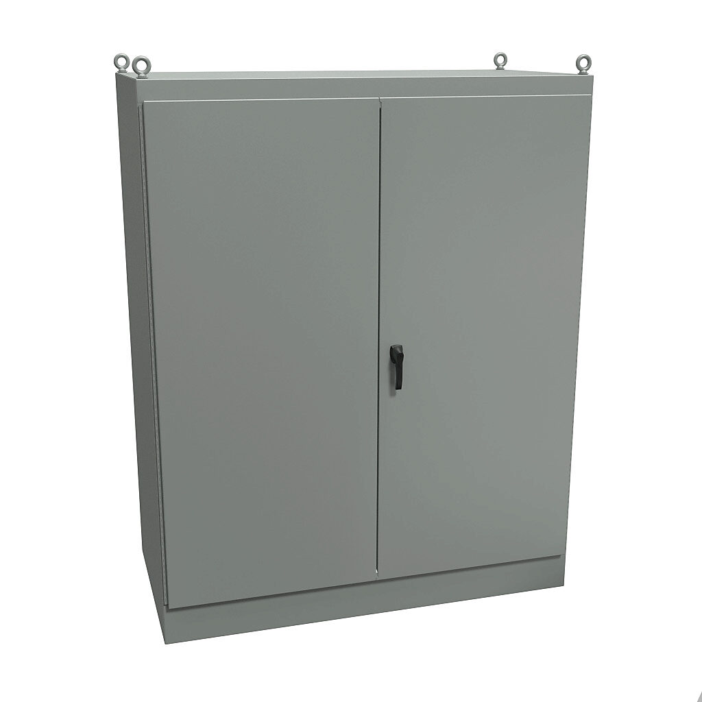 1418BY36 - Hammond enclosure, NEMA 12, 90 x 72 x 36in (HxWxD), freestanding, carbon steel, ANSI 61 gray, powder coat finish, double-door, 3-point keylocking handle.
