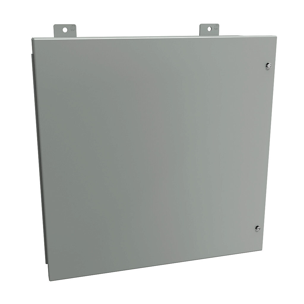 1418JD7 - Hammond enclosure, NEMA 12, 20 x 20 x 7in (HxWxD), wall mount, carbon steel, ANSI 61 gray, powder coat finish, hinged screw cover.