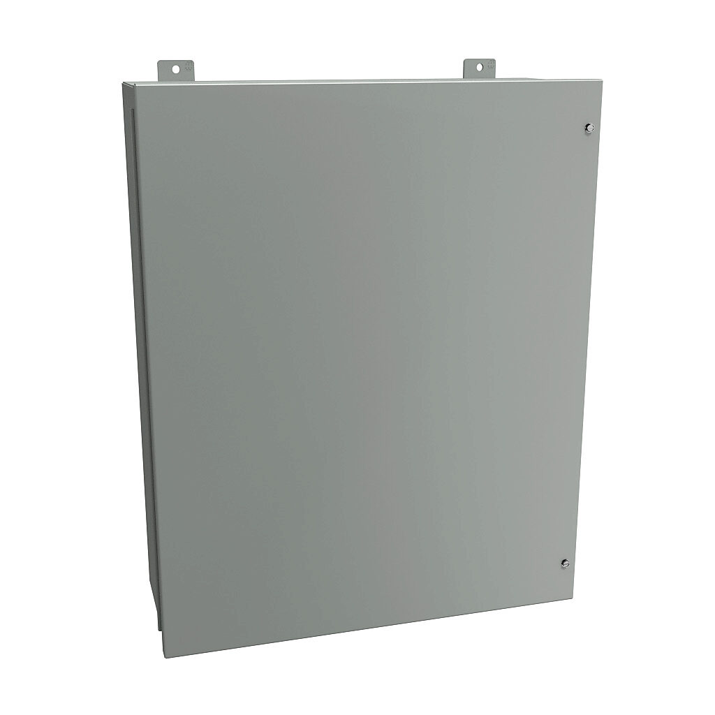 1418JK9 - Hammond enclosure, NEMA 12, 30 x 24 x 9in (HxWxD), wall mount, carbon steel, ANSI 61 gray, powder coat finish, hinged screw cover.