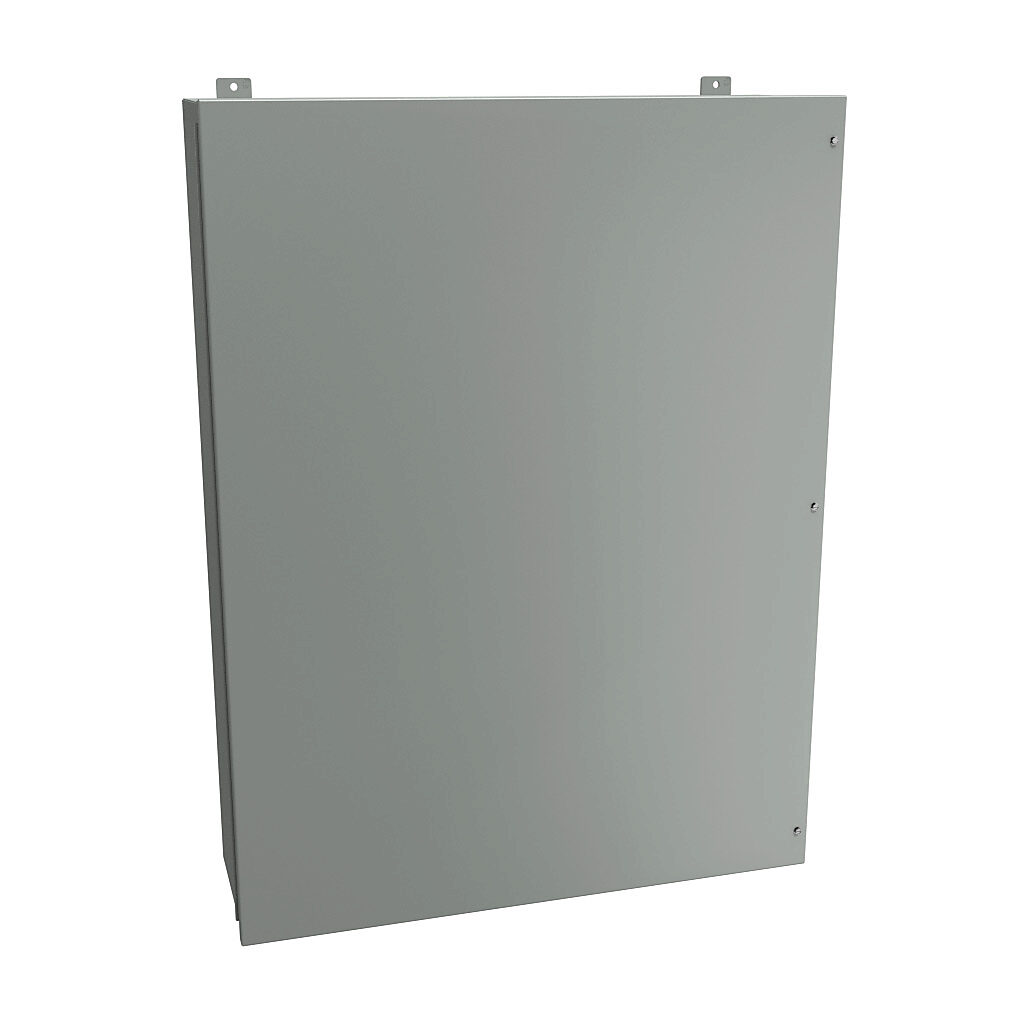 1418JS11 - Hammond enclosure, NEMA 12, 48 x 36 x 11in (HxWxD), wall mount, carbon steel, ANSI 61 gray, powder coat finish, hinged screw cover.
