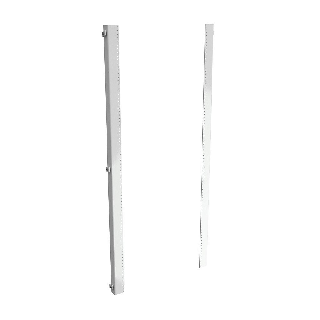 1418TFHP - Hammond enclosure rack mounting angle, carbon steel, full-height mount, RAL 9003 white, powder coat finish. Package of 2. For use with 60x24in (HxW) freestanding enclosures. For mounting 19in rack equipment. Drilled and tapped 10-32 to ...