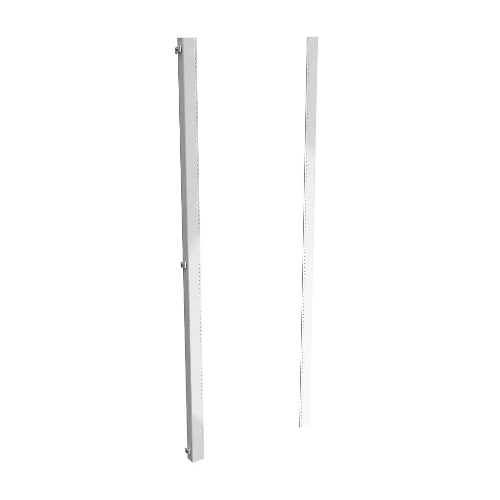 1418WFHP - Hammond enclosure rack mounting angle, carbon steel, full-height mount, RAL 9003 white, powder coat finish. Package of 2. For use with 72x24in (HxW) freestanding enclosures. For mounting 19in rack equipment. Drilled and tapped 10-32 to ...