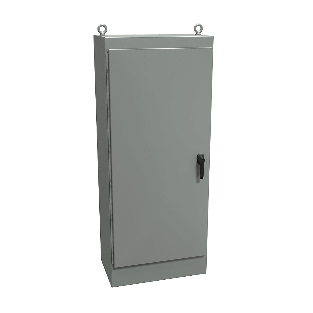 1418X18 - Hammond enclosure, NEMA 12, 72 x 30 x 18in (HxWxD), freestanding, carbon steel, ANSI 61 gray, powder coat finish, single-door, 3-point keylocking handle.