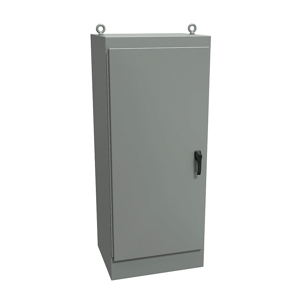 1418X24 - Hammond enclosure, NEMA 12, 72 x 30 x 24in (HxWxD), freestanding, carbon steel, ANSI 61 gray, powder coat finish, single-door, 3-point keylocking handle.