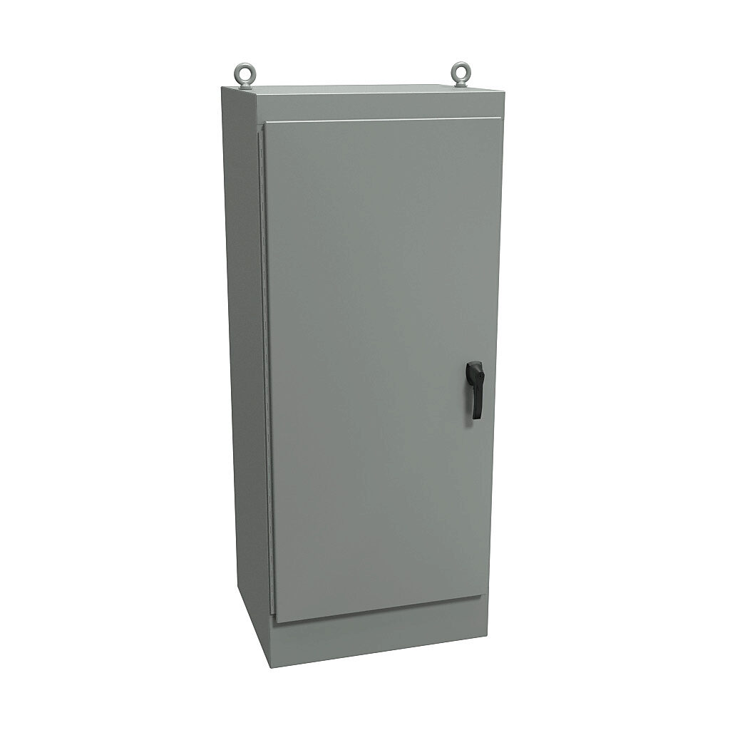 1418XD24 - Hammond enclosure, NEMA 12, 72 x 30 x 24in (HxWxD), freestanding, dual access, carbon steel, ANSI 61 gray, powder coat finish, single-door, 3-point keylocking handle.