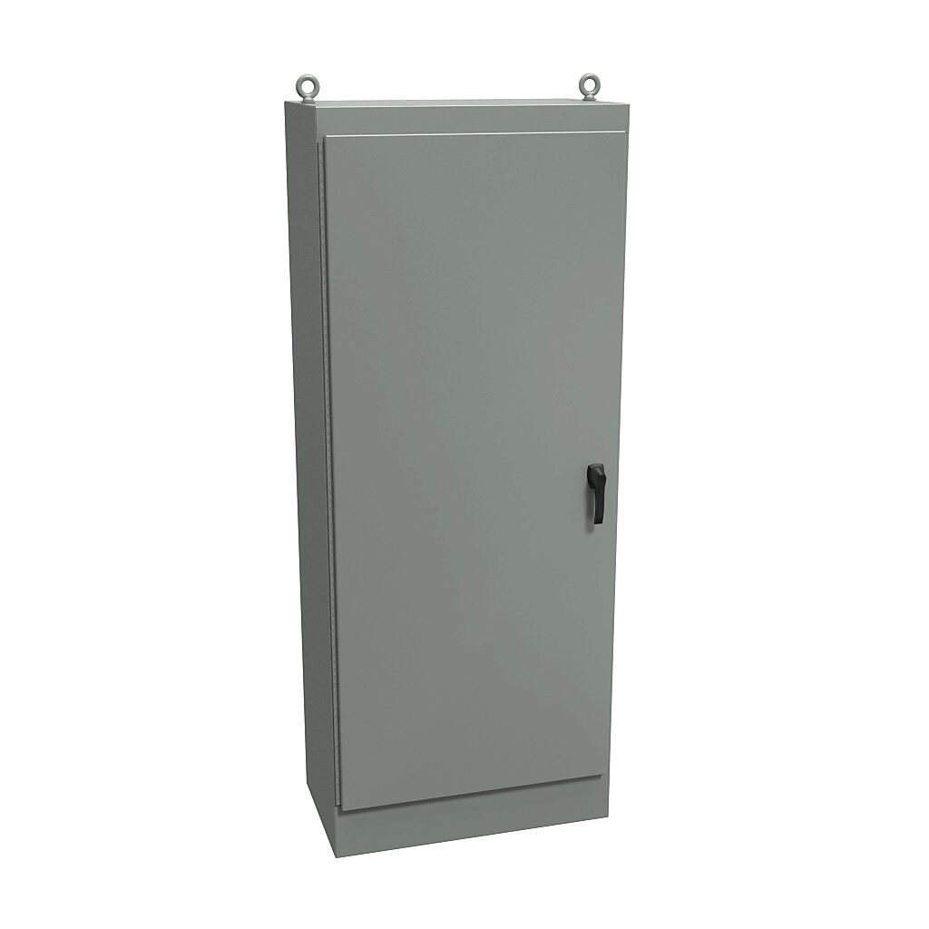 1418YY20 - Hammond enclosure, NEMA 12, 90 x 36 x 20in (HxWxD), freestanding, carbon steel, ANSI 61 gray, powder coat finish, single-door, 3-point keylocking handle.