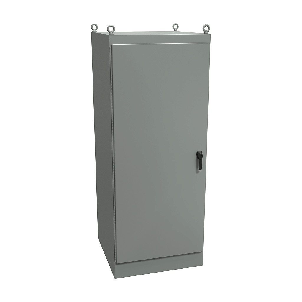 1418YY36 - Hammond enclosure, NEMA 12, 90 x 36 x 36in (HxWxD), freestanding, carbon steel, ANSI 61 gray, powder coat finish, single-door, 3-point keylocking handle.