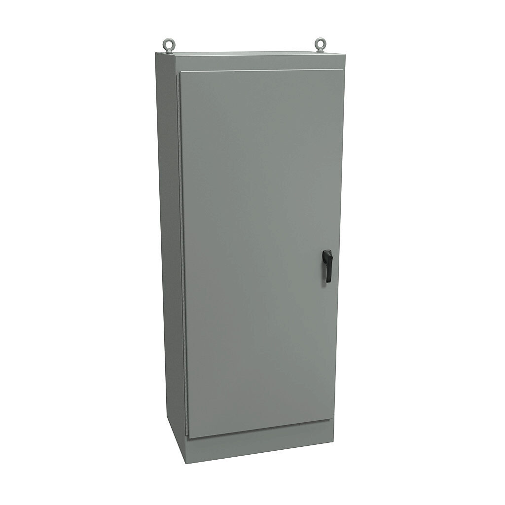 1418YYD24 - Hammond enclosure, NEMA 12, 90 x 36 x 24in (HxWxD), freestanding, dual access, carbon steel, ANSI 61 gray, powder coat finish, single-door, 3-point keylocking handle.