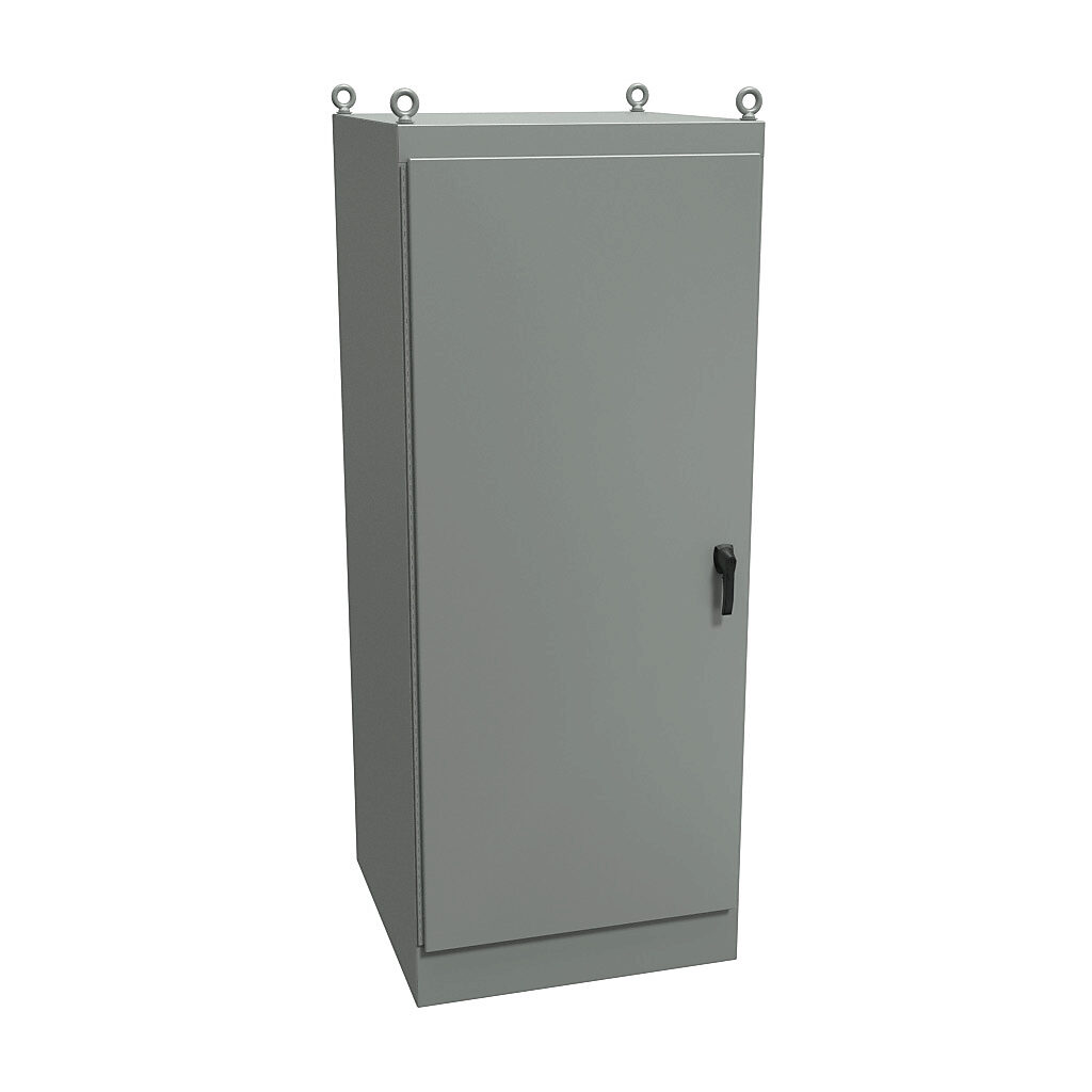 1418YYD36 - Hammond enclosure, NEMA 12, 90 x 36 x 36in (HxWxD), freestanding, dual access, carbon steel, ANSI 61 gray, powder coat finish, single-door, 3-point keylocking handle.