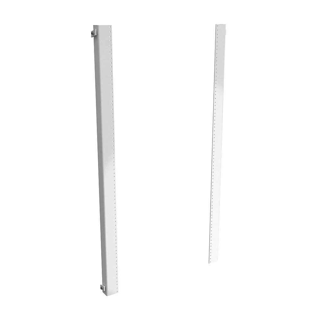 1418YYHHP - Hammond enclosure rack mounting angle, carbon steel, half-height mount, RAL 9003 white, powder coat finish. Package of 2. For use with 90x24in (HxW) freestanding enclosures. For mounting 19in rack equipment. Drilled and tapped 10-32 to...