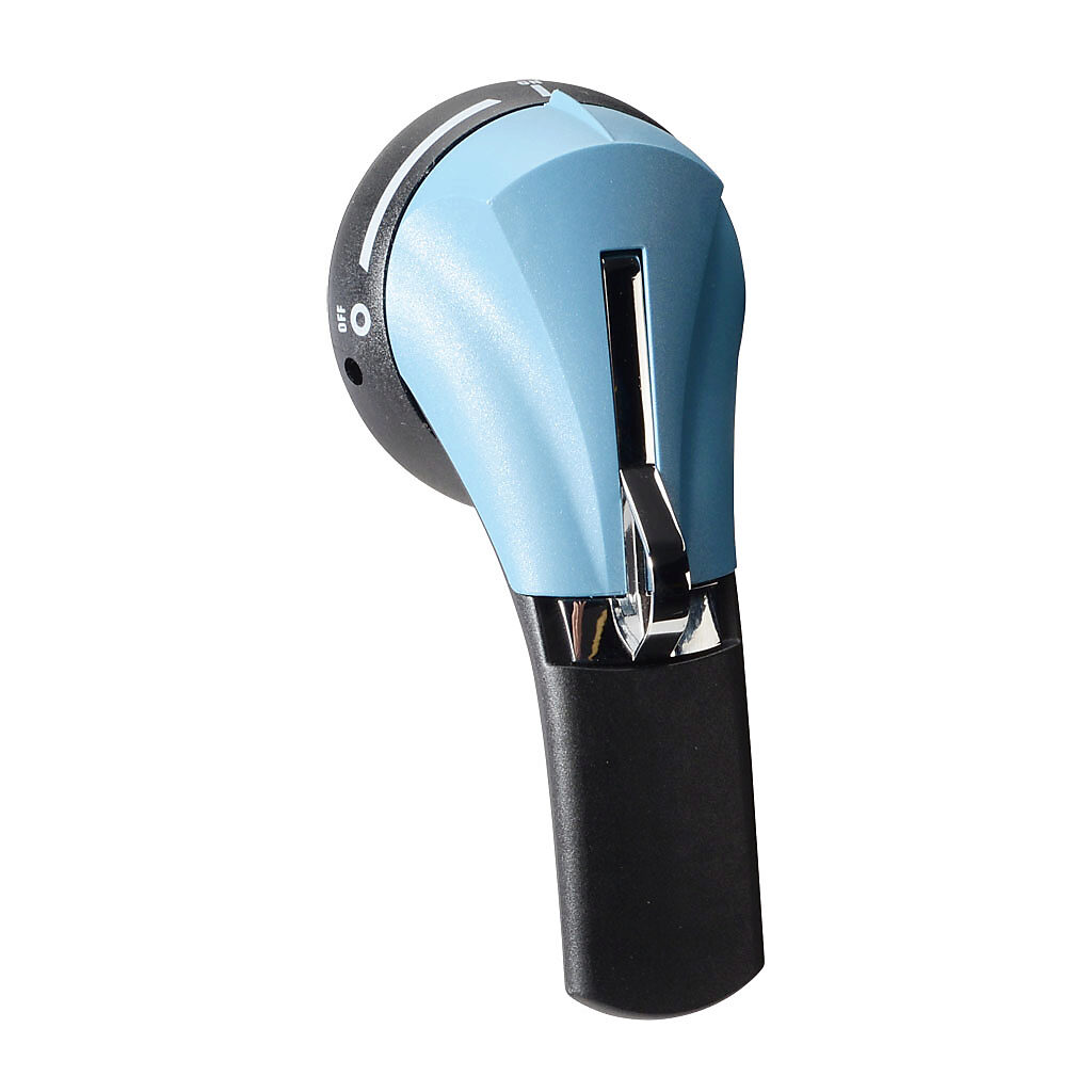 142D2911 - Socomec rotary handle, pistol, S2, heavy duty metallic hasp, black/blue, external front mount, 2-position, lockable in OFF only, defeatable, NEMA 4/4X.