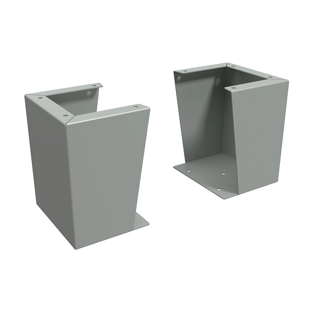 1481FC10K - Hammond floor stand kit, 12in height, carbon steel, ANSI 61 gray, powder coat finish. For use with 10in deep enclosures. Includes (2) floor stands and mounting hardware.