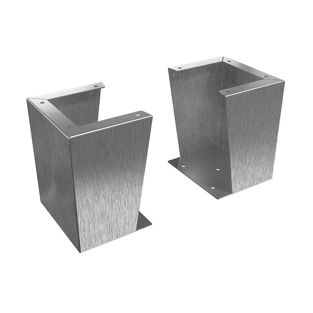 1481FC10KSS - Hammond floor stand kit, 12in height, 304 stainless steel, #4 brush finish. For use with 10in deep enclosures. Includes (2) floor stands and mounting hardware.