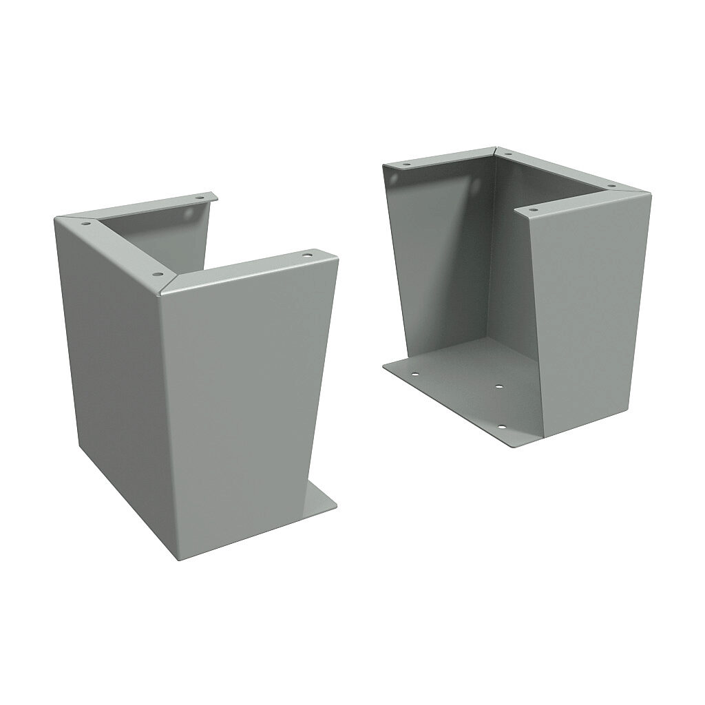 1481FC12K - Hammond floor stand kit, 12in height, carbon steel, ANSI 61 gray, powder coat finish. For use with 12in deep enclosures. Includes (2) floor stands and mounting hardware.