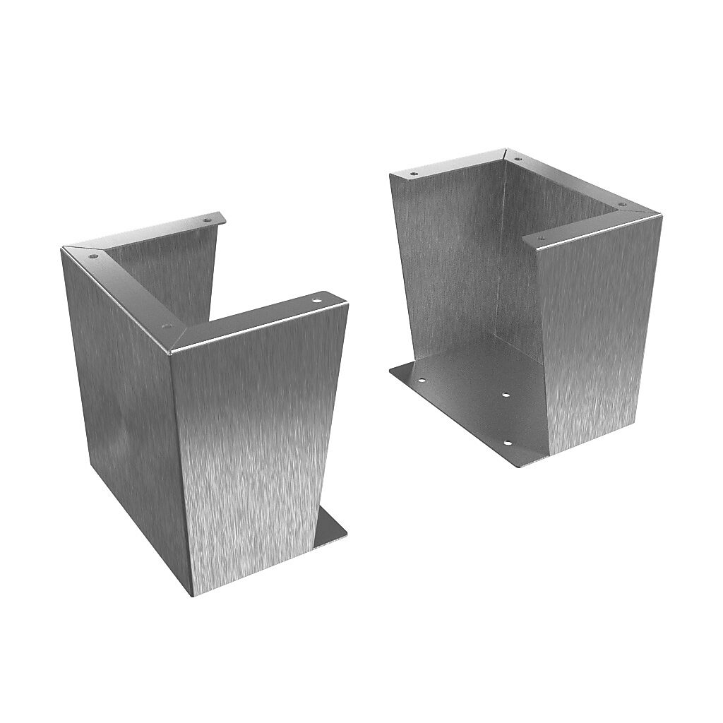 1481FC12KSS - Hammond floor stand kit, 12in height, 304 stainless steel, #4 brush finish. For use with 12in deep enclosures. Includes (2) floor stands and mounting hardware.