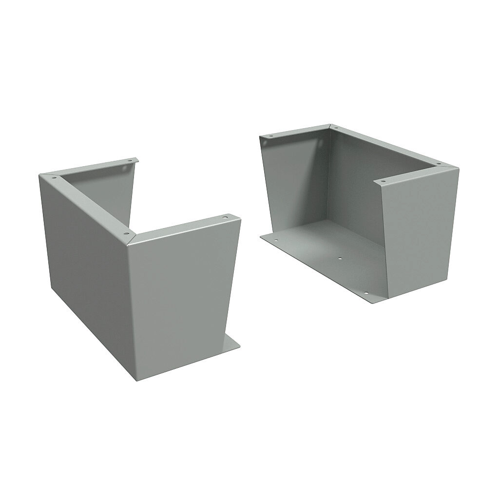 1481FC20K - Hammond floor stand kit, 12in height, carbon steel, ANSI 61 gray, powder coat finish. For use with 20in deep enclosures. Includes (2) floor stands and mounting hardware.