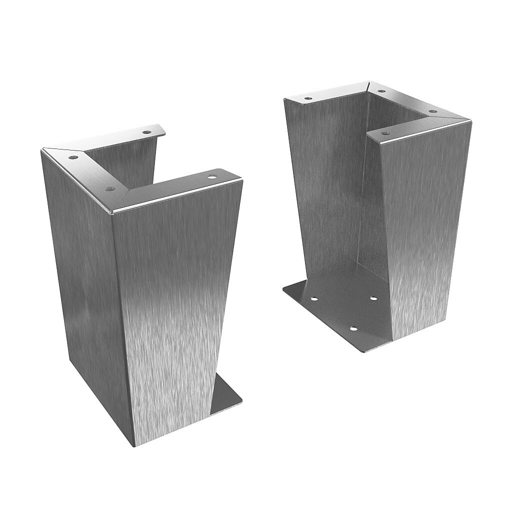 1481FC8KSS - Hammond floor stand kit, 12in height, 304 stainless steel, #4 brush finish. For use with 8in deep enclosures. Includes (2) floor stands and mounting hardware.