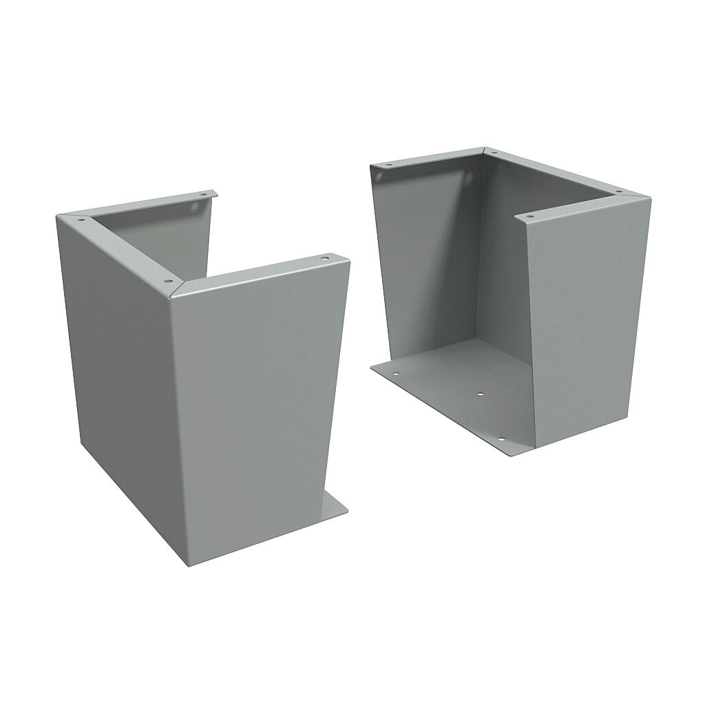 1481FE16K - Hammond floor stand kit, 15in height, carbon steel, ANSI 61 gray, powder coat finish. For use with 16in deep enclosures. Includes (2) floor stands and mounting hardware.
