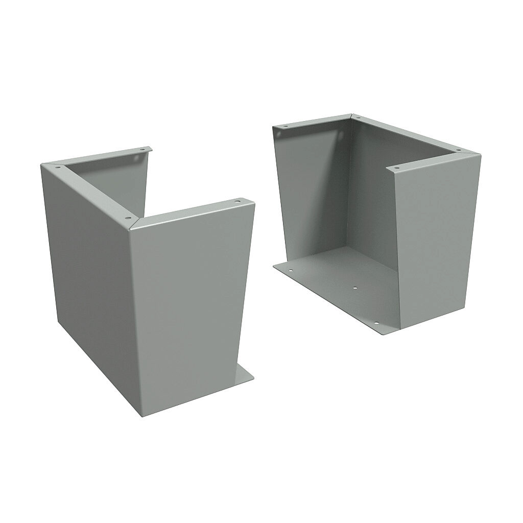 1481FE18K - Hammond floor stand kit, 15in height, carbon steel, ANSI 61 gray, powder coat finish. For use with 18in deep enclosures. Includes (2) floor stands and mounting hardware.
